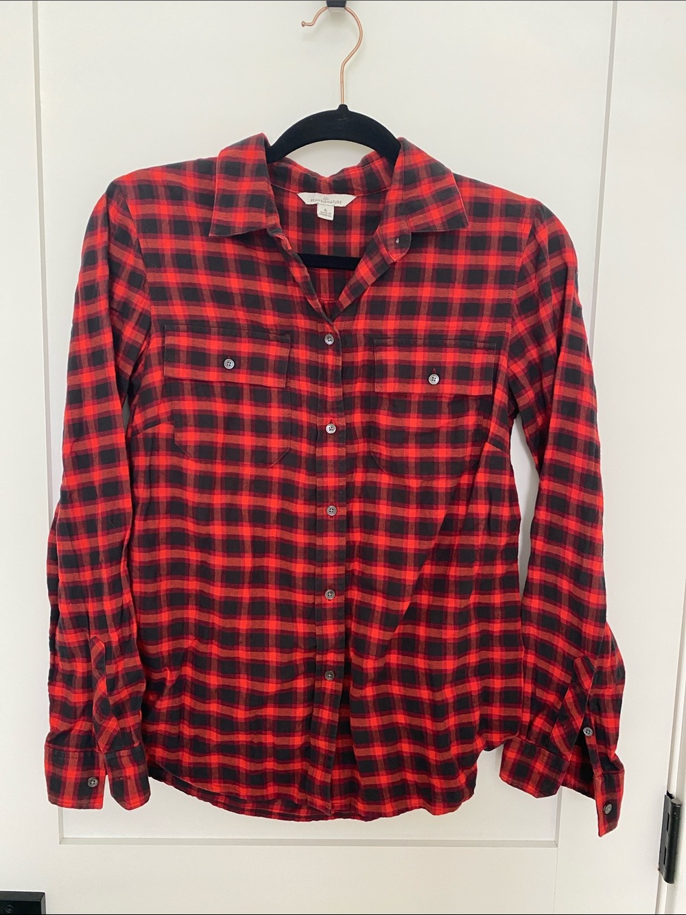 Red and Black Plaid Button-Up Shirt